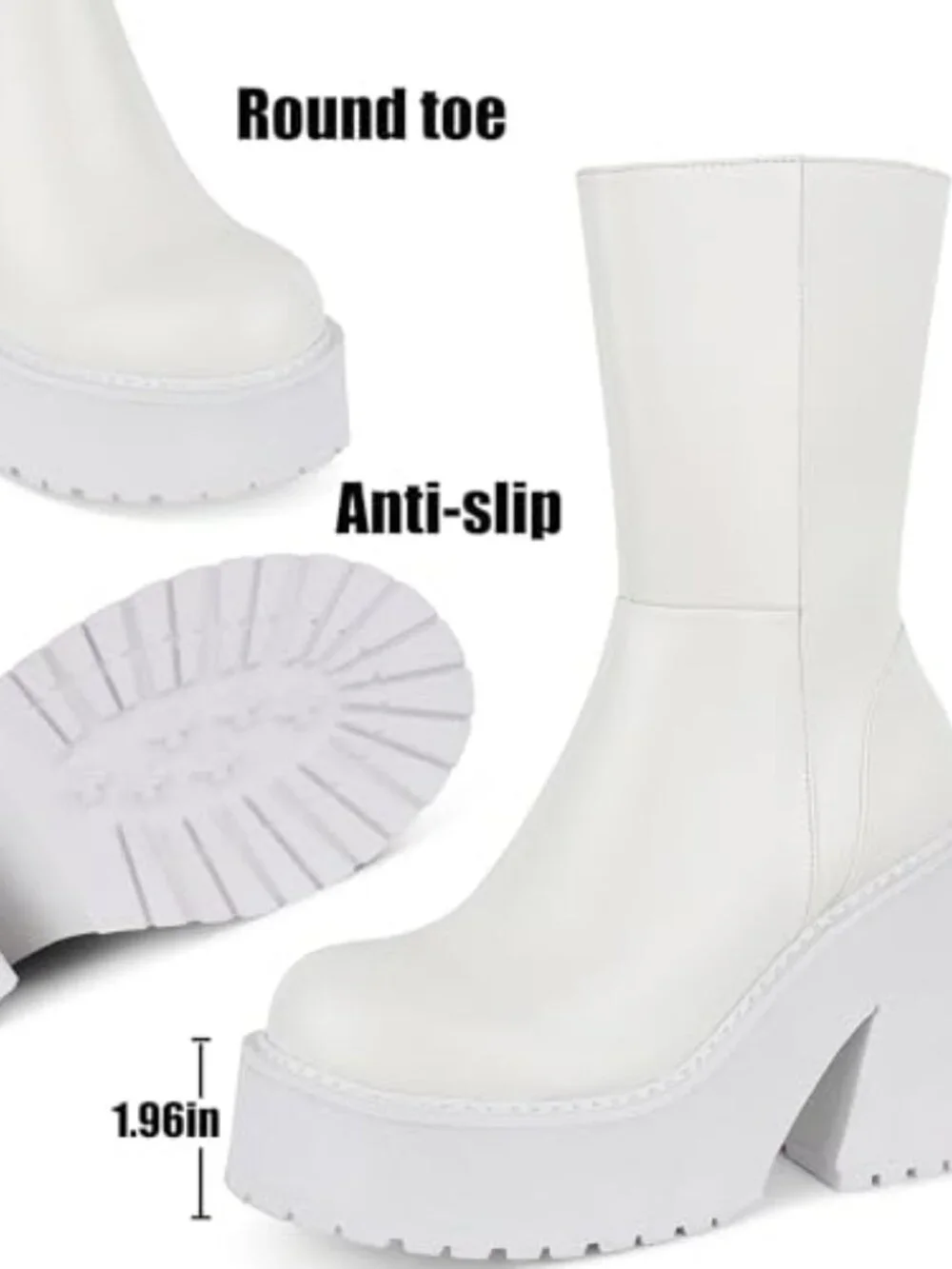 Wedge Heel Ankle Boots Platform Zipper Punk Motorcycle Chunky Block High Heel